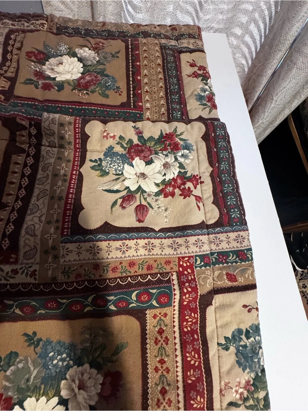 Lot of Two Floral Brown Standard Size Quilted Country Core Themed Pillow Shams